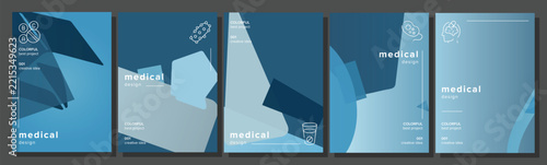 Fly visuals mailshot medical abstract geometric a4 poster. technology premium, innovative app, footer advertising, showcase covers vector medical background illustration