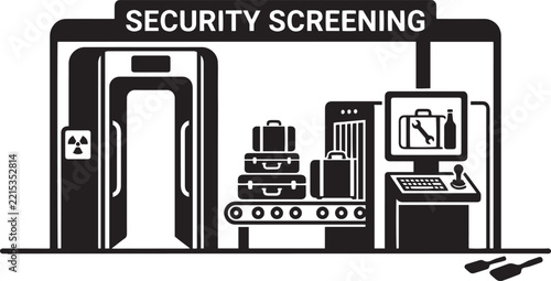 Airport Security Screening Luggage Inspection Aviation Safety Vector Icon