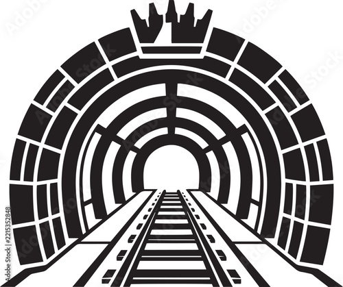 Mining Tunnel Underground Railway Mineral Transport Vector Icon
