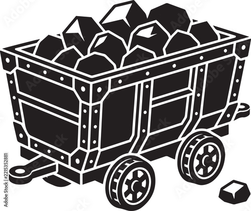 Coal Mining Cart Trolley Mineral Extraction Industry Vector Icon