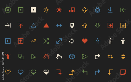 Old School Pixel Icon Bundle, 8-Bit Desktop Vector Collection