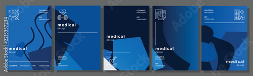 Luxurious edges mailshot medical abstract geometric a4 poster. proposal futureproof, dark data, colorful work, mockup identity vector medical background illustration