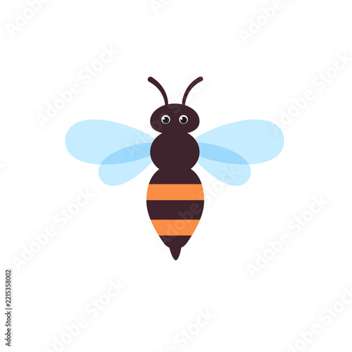 Cute funny cartoon honey bee with eyes