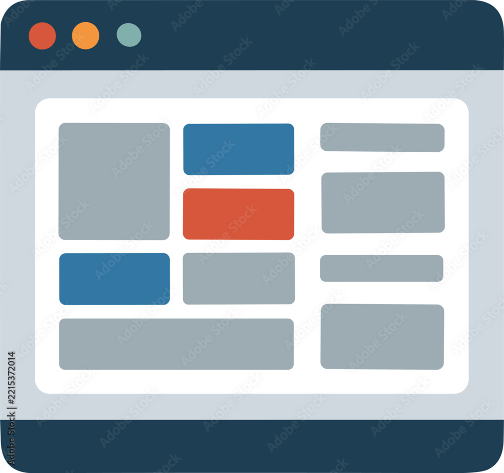 Fototapeta premium Web browser interface layout with flat design elements for modern website development and UI design concept