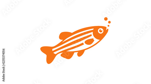 Simple orange striped fish vector icon.