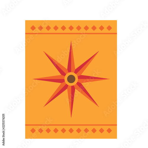 Geometric star motif with diamond borders on orange background