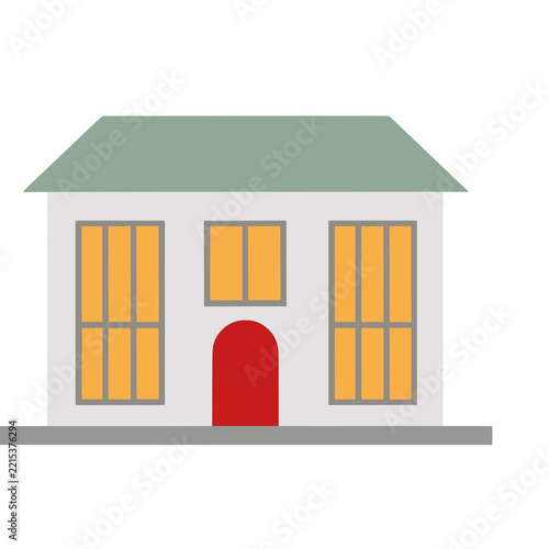 Simple House Illustration with Red Door