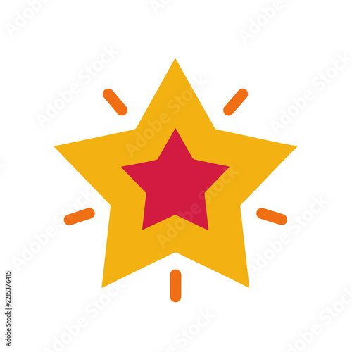 Yellow and red star icon with orange dashes
