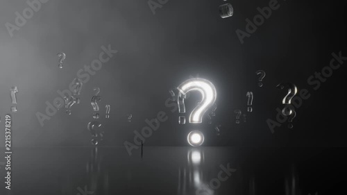 Decision-making moment question mark and direction arrow connotation