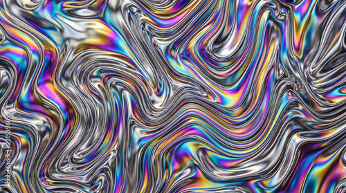 Abstract Color swirl pattern with vibrant hues and metallic sheen  