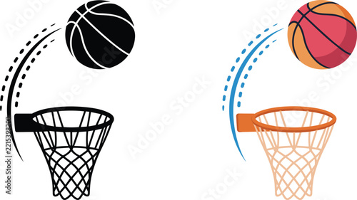 Basketball and Hoop Icons Black and Color untitled
