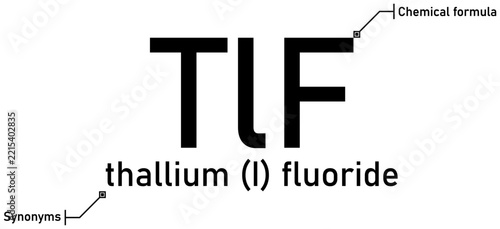 Thallium (I) fluoride chemical formula with callout titles