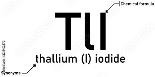 Thallium (I) iodide chemical formula with callout titles