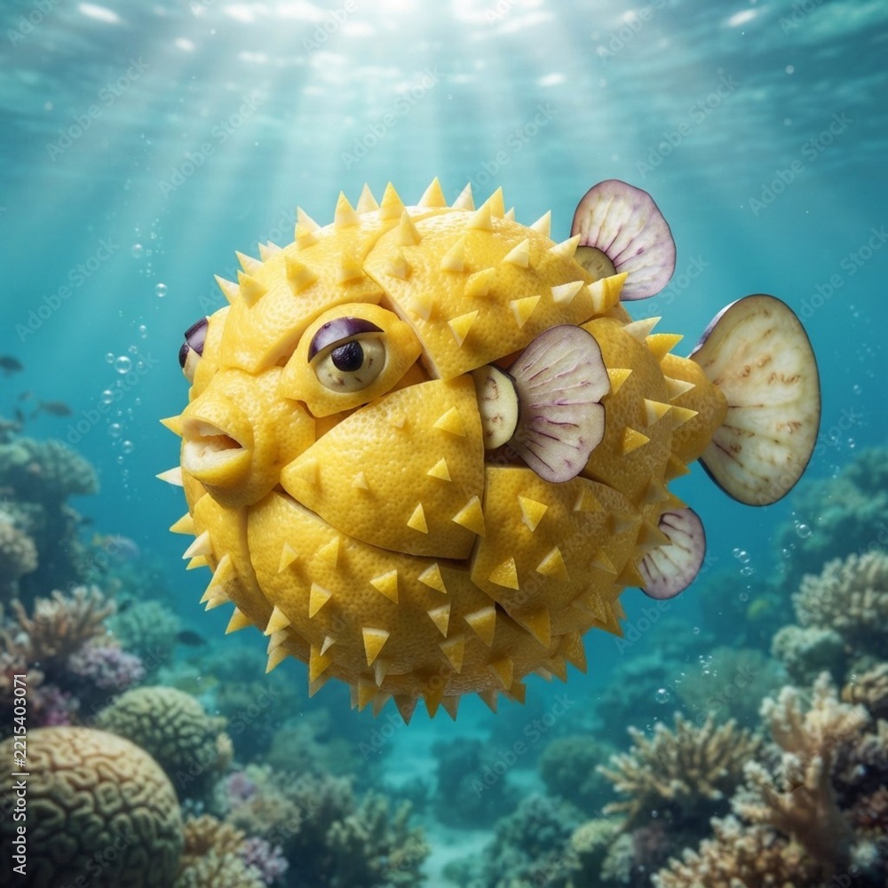 Naklejka premium Fish Made With pineapple 