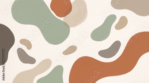 Abstract organic shapes in muted earthy tones on a cream background