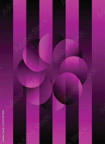 Abstract purple circular geometric pattern with vertical striped