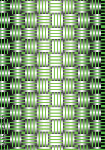 Abstract metallic woven pattern with green background vector