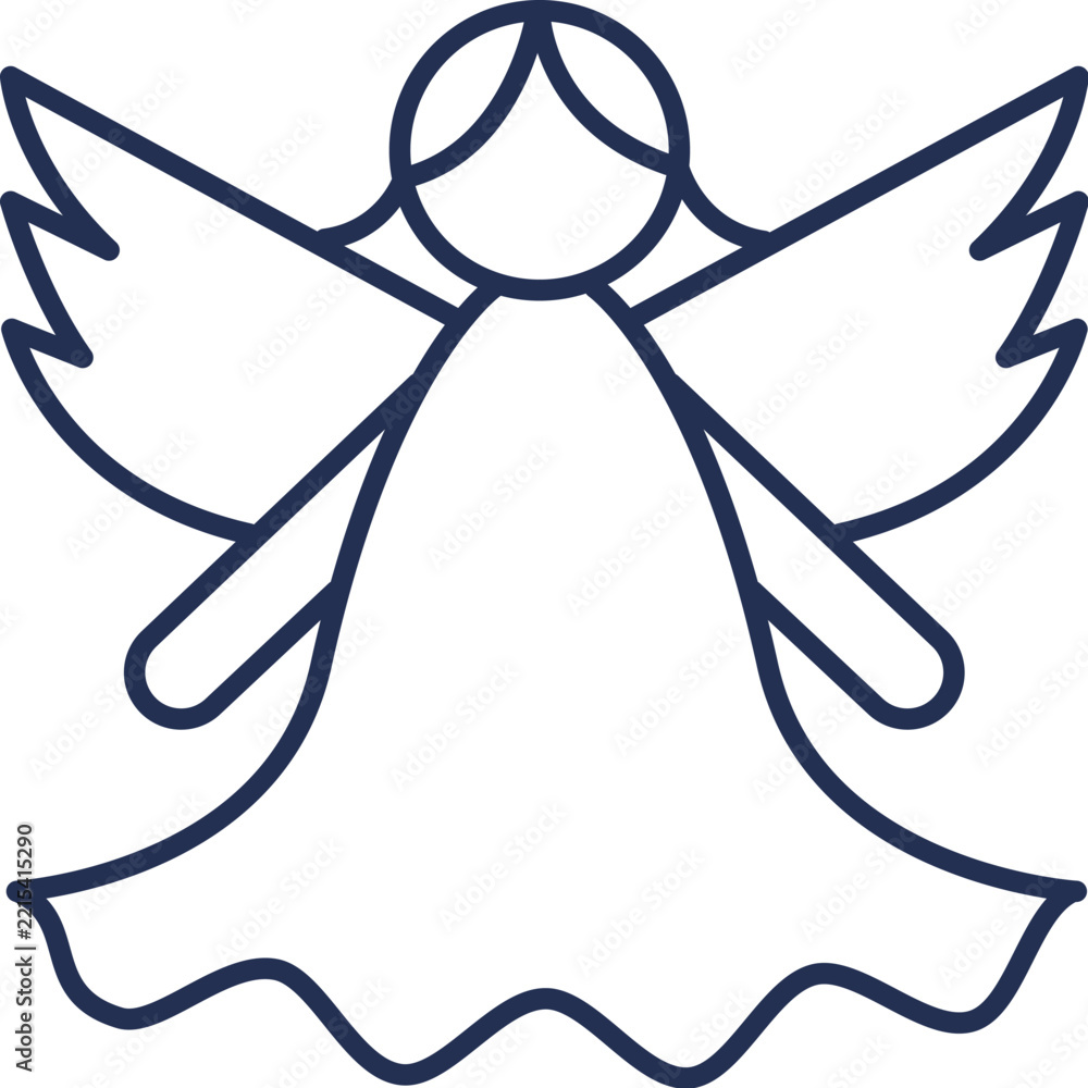 Fototapeta premium Angel Praying Line Art