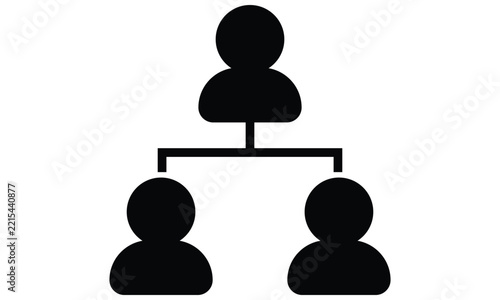 Organizational Hierarchy Chart Icon Representing Management Structure and Team Leadership in Flat Vector Style Isolated on White