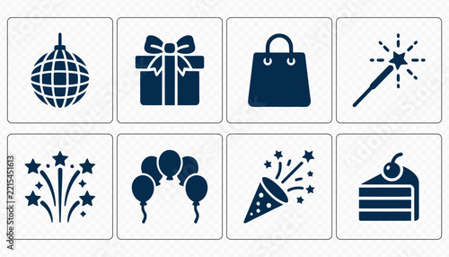 Birthday Celebration Candles and Party Vector Icons