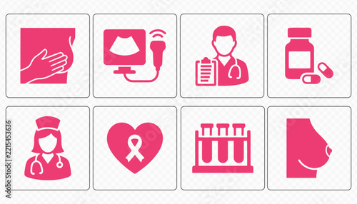Pink Ribbon Breast Cancer Awareness Vector Icon