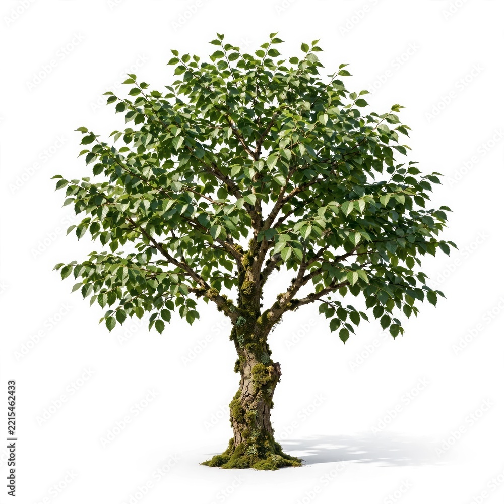 Obraz premium Green Mossy Tree on White Background
