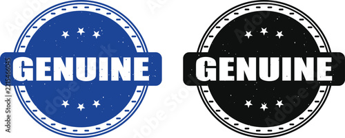 Genuine rubber stamp seal icons isolated on transparent background for product authentication and quality assurance labels