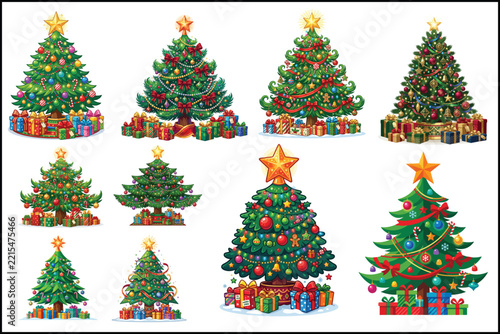 Colorful Christmas Tree Vector Graphics