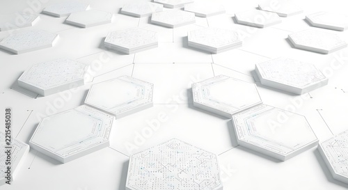 White hexagonal tiles background texture.