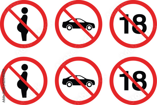 Sign icon vector set prohibiting specific activities and actions