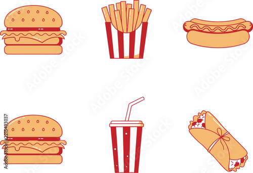 Burger icon set vector illustration fast food collection