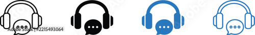 Headphones icon vector chat symbol customer support set