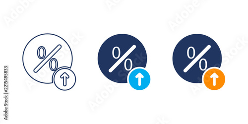 percentage increase icons, financial growth symbols with upward arrow