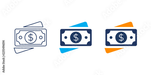 currency banknotes icon set, Editable Stroke, and Solid Vector Icons