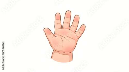 Cute Illustration of a Small Baby Hand Open Showing Five Fingers Isolated on White Background