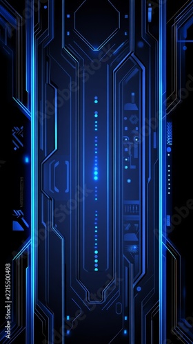 Abstract neon blue circuitry tech background digital interface wallpaper design futuristic neon blue digital circuit board pattern with glowing lines