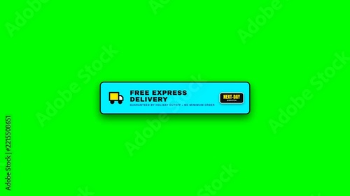 Cyber Monday Free Express Shipping Delivery Truck Ticket Badge 4K Loop Isolated on Green Screen Chroma Key Background