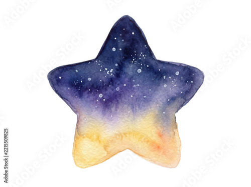 Watercolor night sky star with galaxy texture isolated on transparent background art