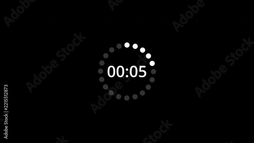 20 second countup timer animation on transparent background. 20 second circle countup timer 1 to 20 second with alpha channel.