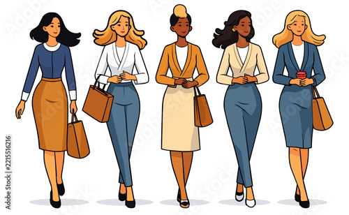 Office fashion girls vector illustration