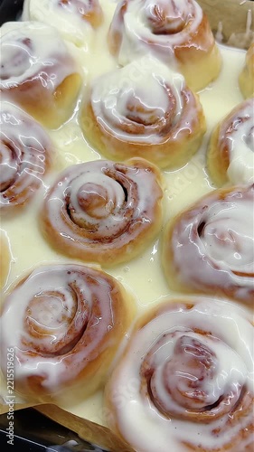 Deliciously Freshly Baked Cinnamon Rolls with Creamy Glaze: A Mouthwatering Visual Journey Through Irresistible Pastry Artistry and Flavorful Indulgence