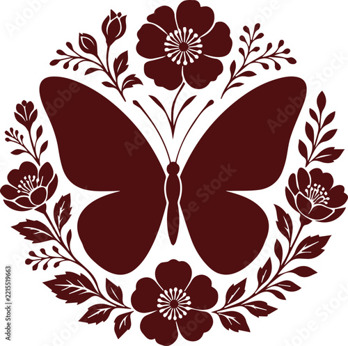Floral Butterfly Tattoo Illustration