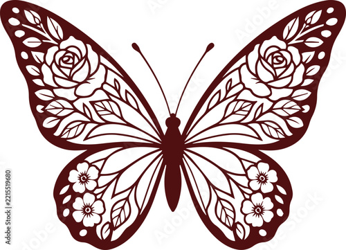 Floral Butterfly Tattoo Illustration