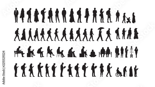 Diverse People Silhouette Vector Set