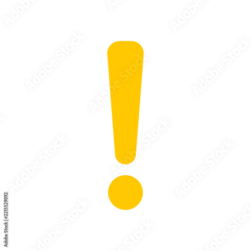 Yellow exclamation mark icon simple flat vector illustration