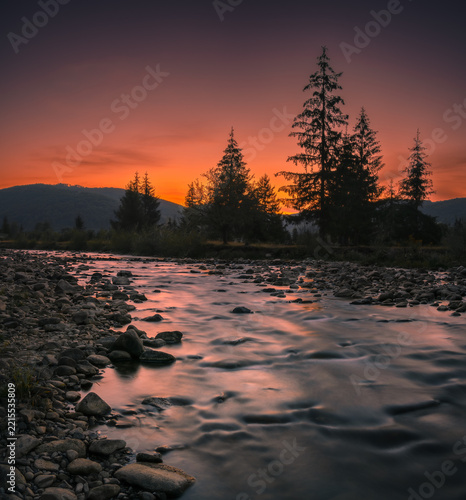 Twilight on a mountain river ..