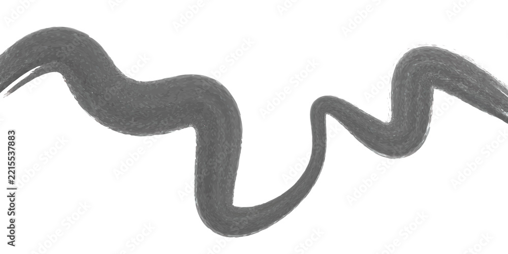 Fototapeta premium Black Ink Brush Stroke Abstract Wave Curve On White Background Minimal Art