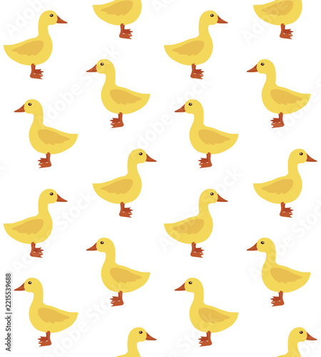 Vector seamless pattern of flat colored duckling isolated on white background