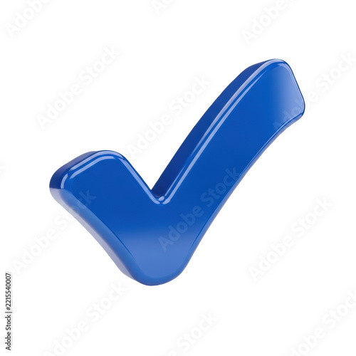 Shiny blue 3d check mark symbol