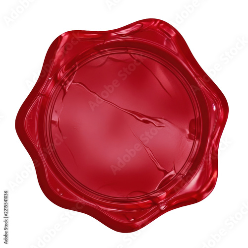 Red wax seal stamp isolated on white background